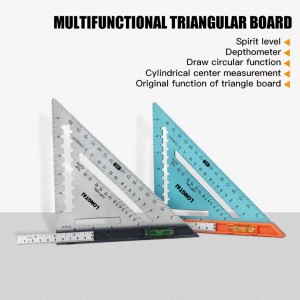 Metric Triangle Triangular Protractor Aluminum Alloy Measuring Ruler LT-SR13